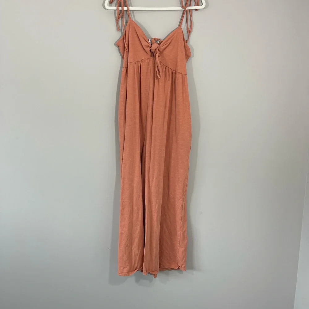 ASOS Apricot Peach Tie Front Swing Wide Leg Jumpsuit - Picture 5 of 13